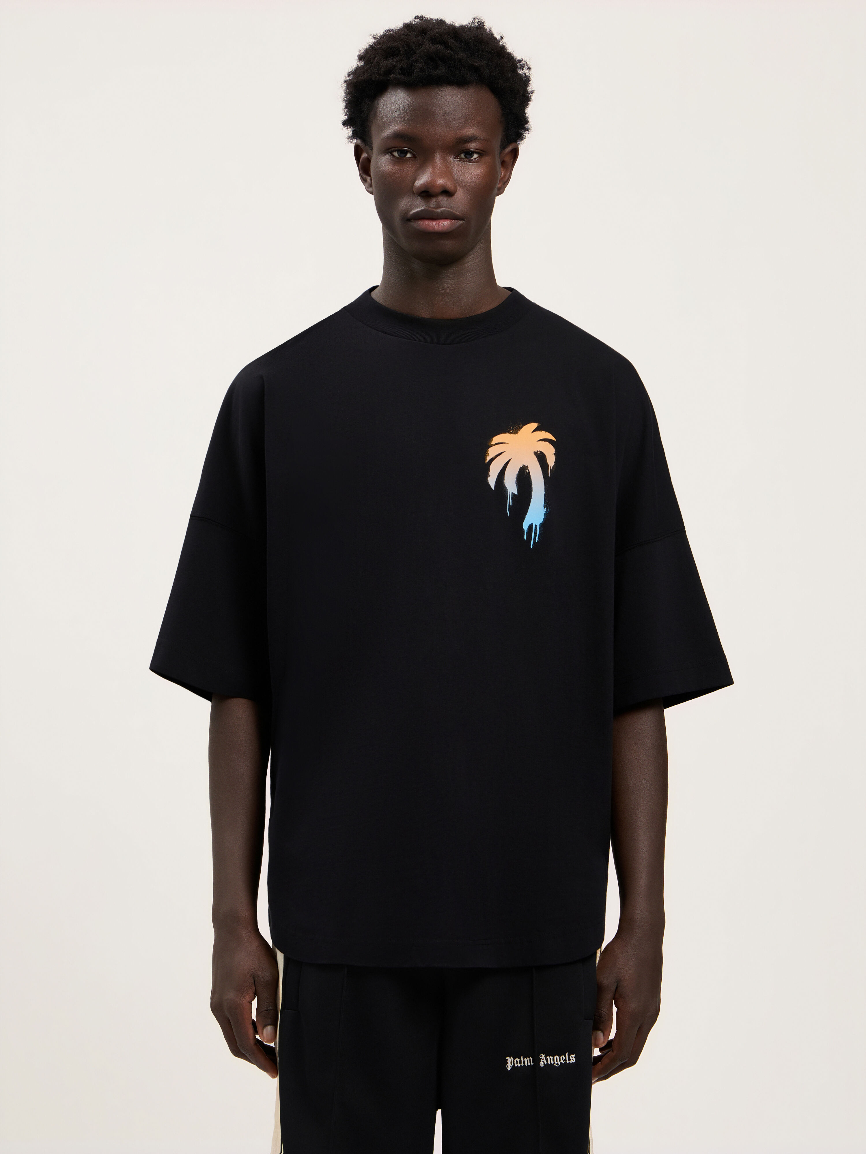 I Love Pa Over T-Shirt in BLACK WHITE for Men | Palm Angels®