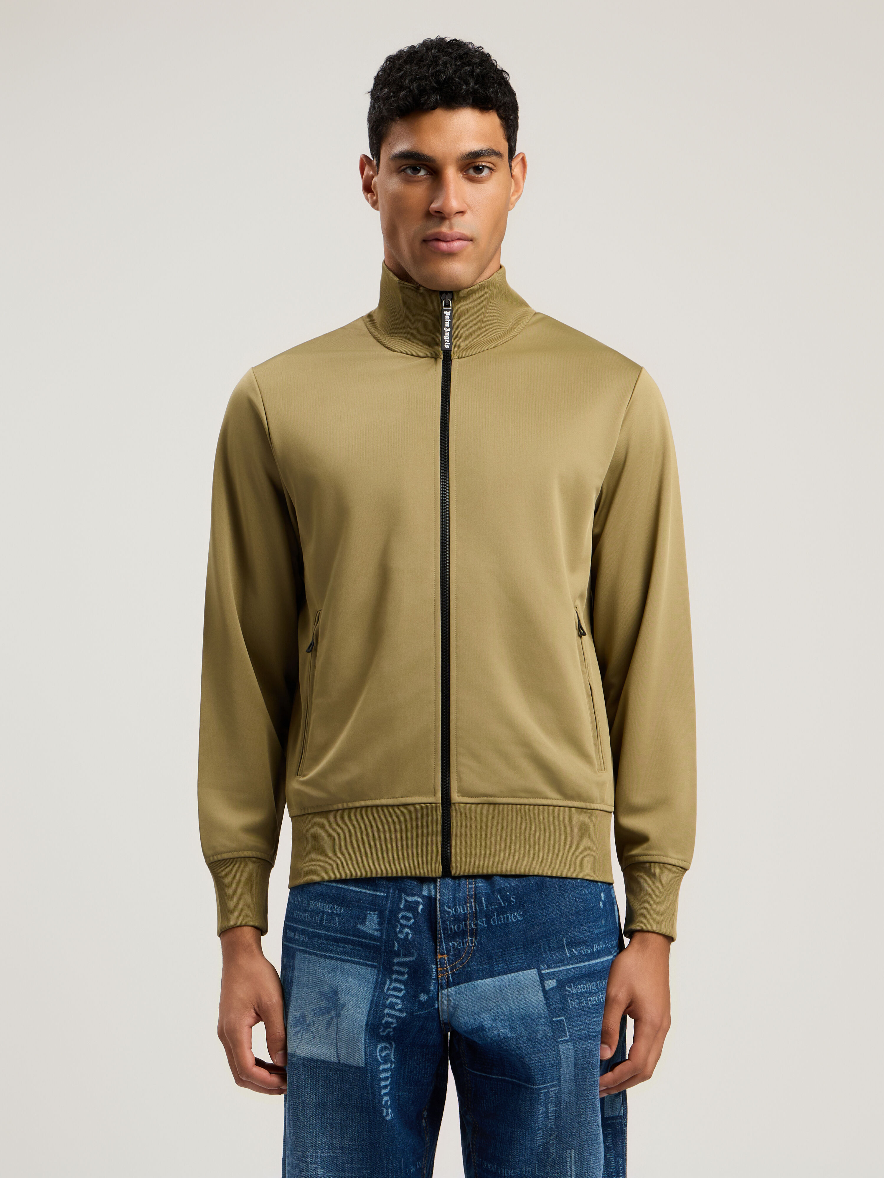 Curved Logo Track Jacket PALM ANGELS Curved Logo Track Jacket ARMY GREEN - OFF WHITE PMBD089F25FAB002