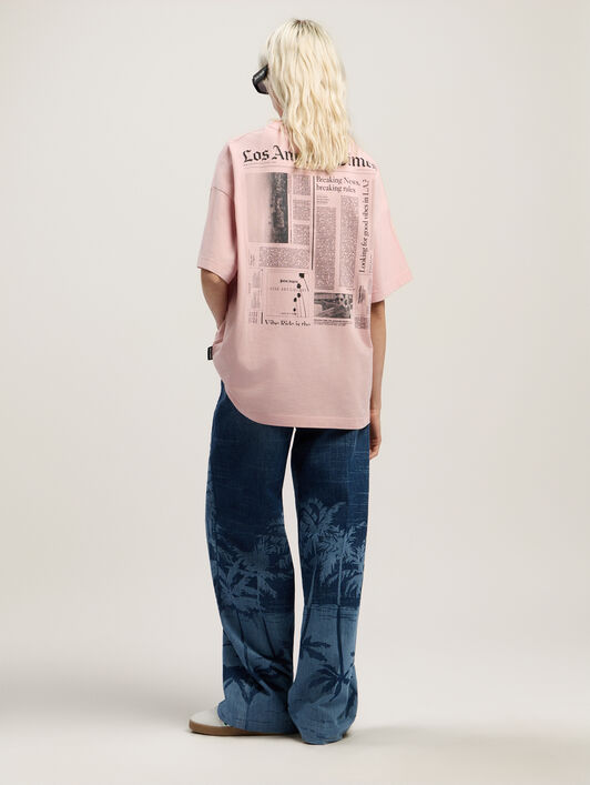 Paxlatimes Graphic Loose Tee PALM ANGELS Paxlatimes Graphic Loose Tee PINK - BLACK PWAA07BF25JER001