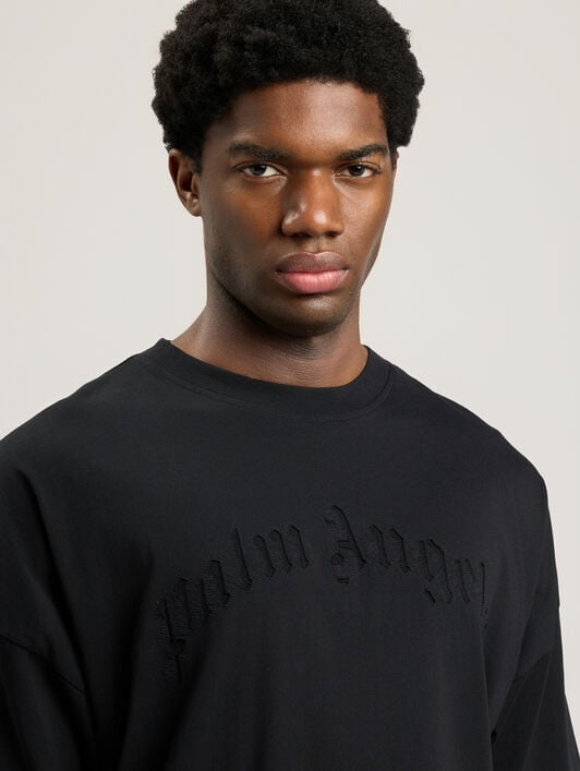 Curved Logo Loose Double T-Shirt PALM ANGELS Curved Logo Loose Double T-Shirt BLACK BLACK PMAA10QS26JER001