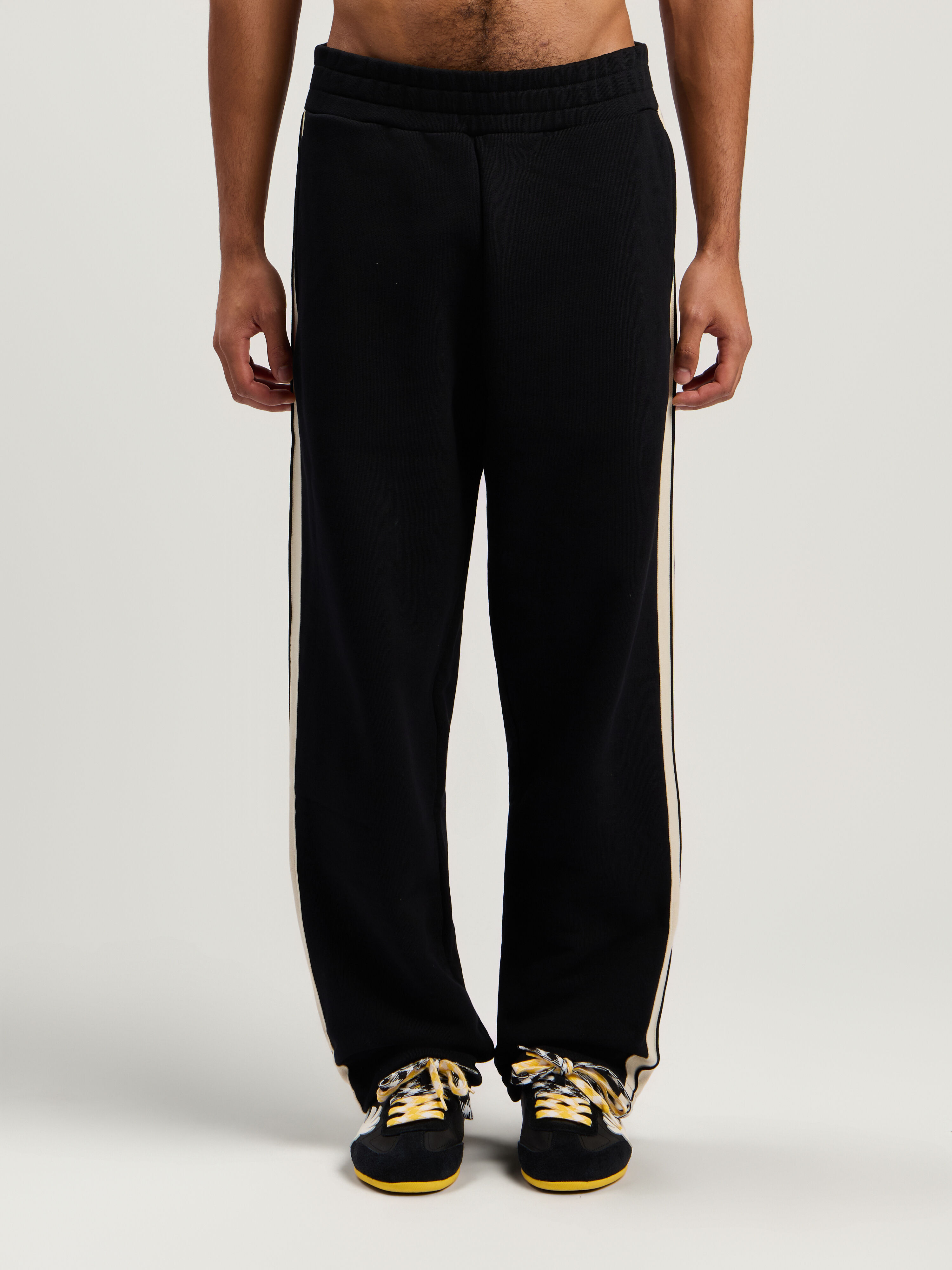 PALM ANGELS Curved Logo Track Sweatpants BLACK - OFF WHITE PMCH02KF25FLE001