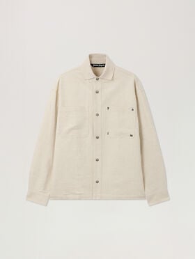 PALM ANGELS Palm Type Loose Shirt OFF WHITE - BLACK PAMGE05F26FB01