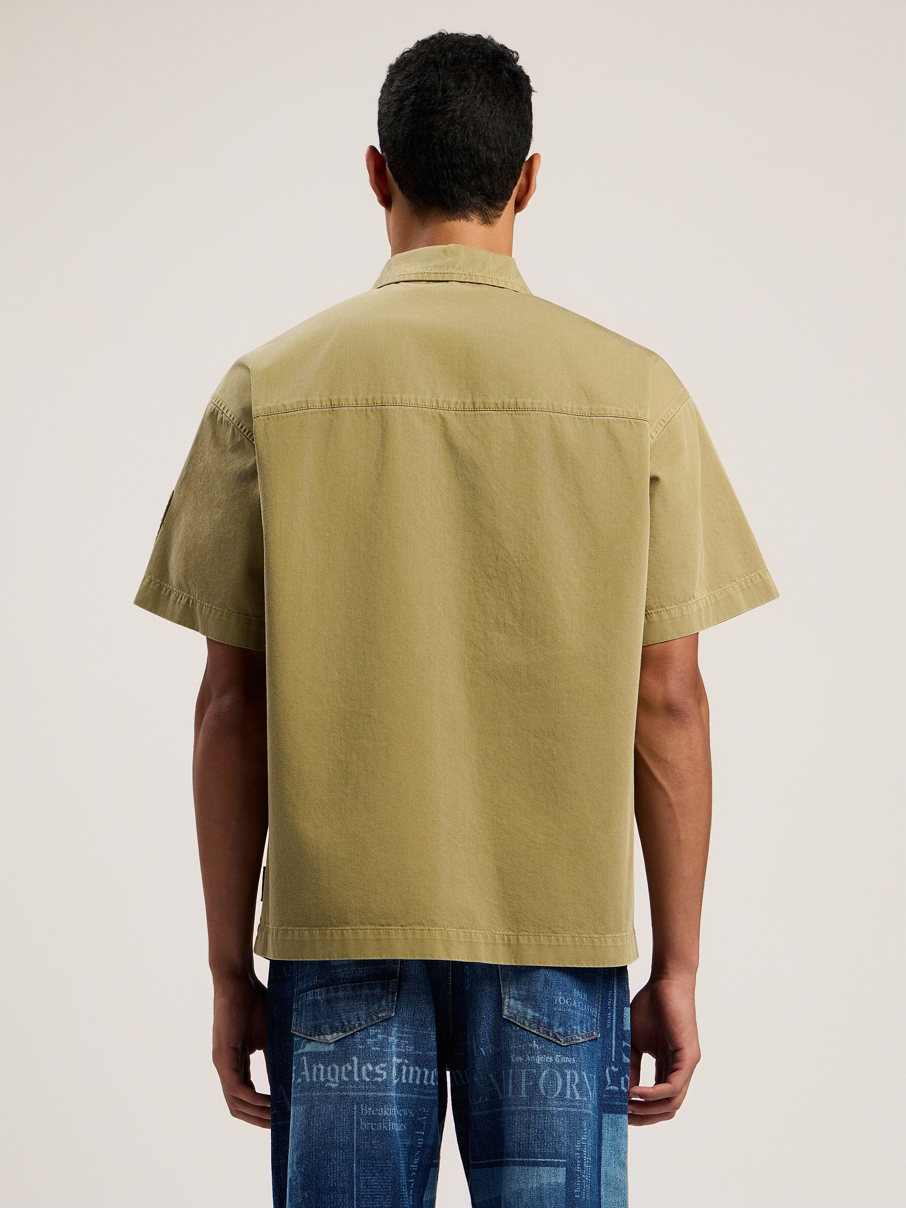 Military Patch Zipped Shirt PALM ANGELS Military Patch Zipped Shirt ARMY GREEN - MULTICOLOR PMGG00BF25FAB001