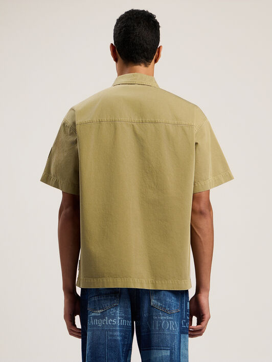 Military Patch Zipped Shirt PALM ANGELS Military Patch Zipped Shirt ARMY GREEN - MULTICOLOR PMGG00BF25FAB001