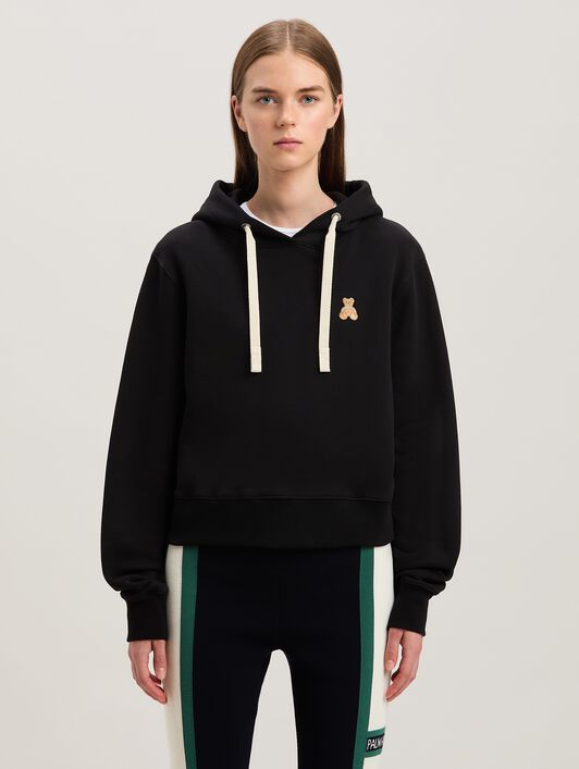 PALM ANGELS  Bear in Mind Patch Hoodie BLACK - BROWN PWBB075S25FLE002