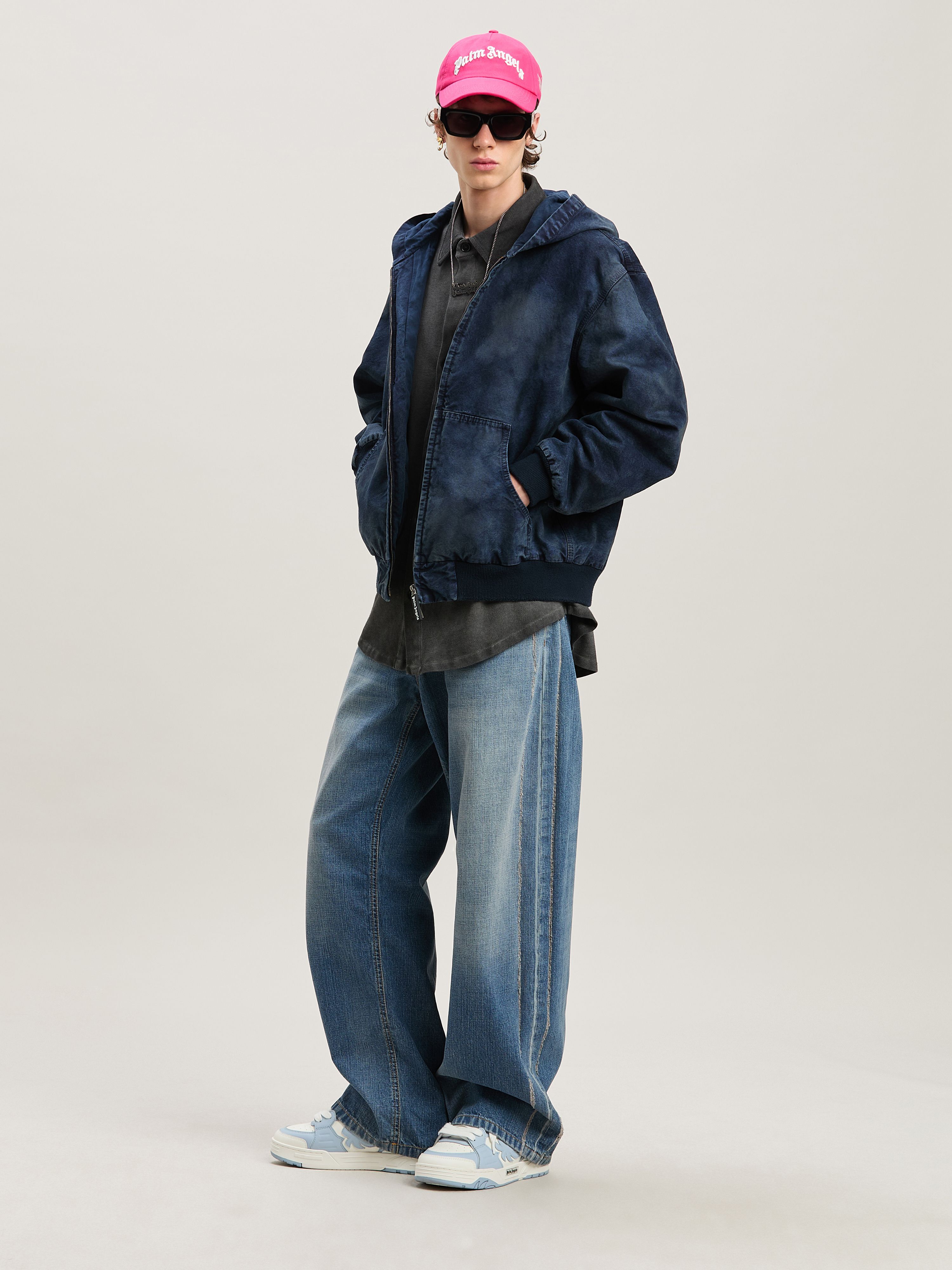 PALM ANGELS  Jeans mit geschwungenem Logo LIGHT BLUE - LIGHT BLUE PMYA049S25DEN002