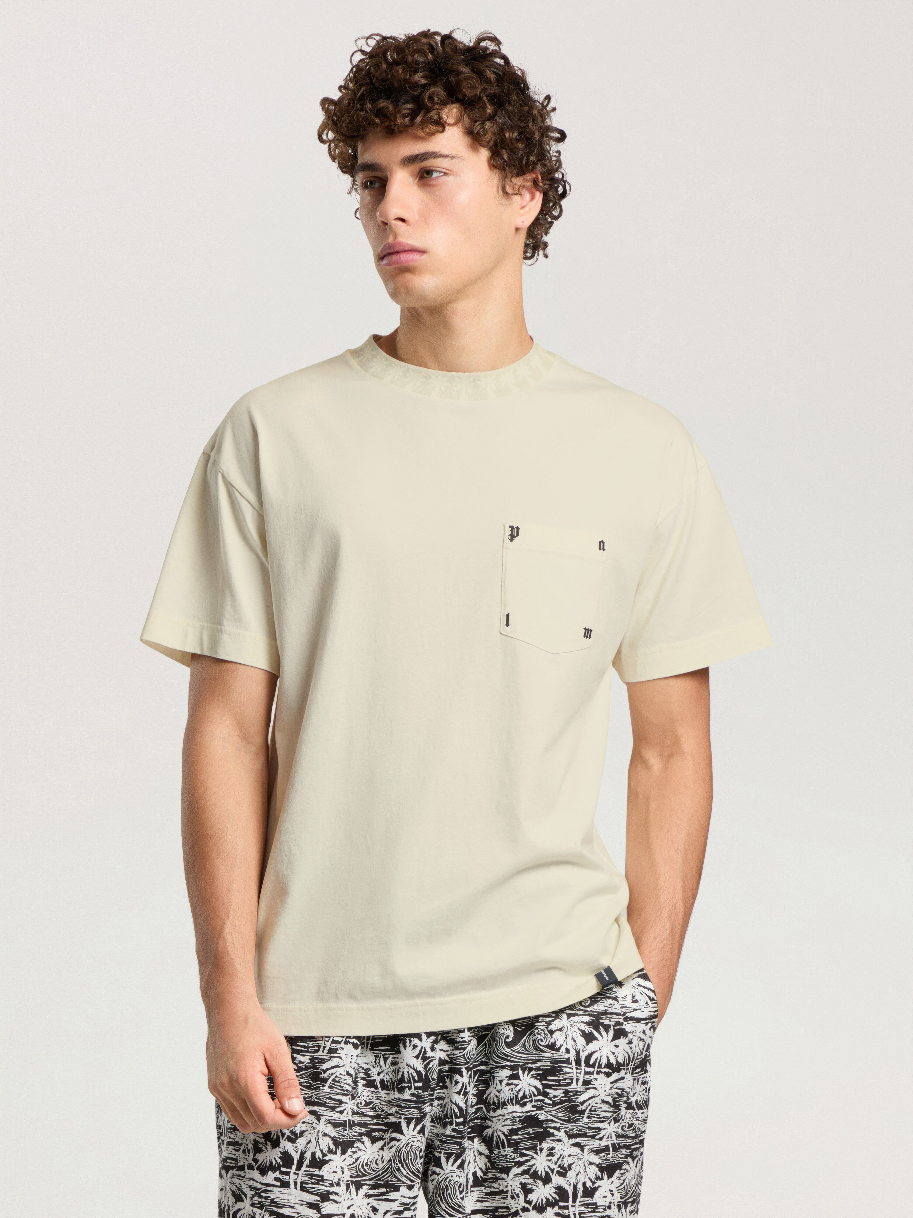 T-Shirt Palm PALM ANGELS T-Shirt Palm OFF WHITE - LIGHT GREY PAMAA08F26JR01