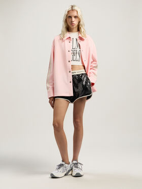 PALM ANGELS Classic Logo Tonal Track Shirt PINK - OFF WHITE PWGA050F25FAB001
