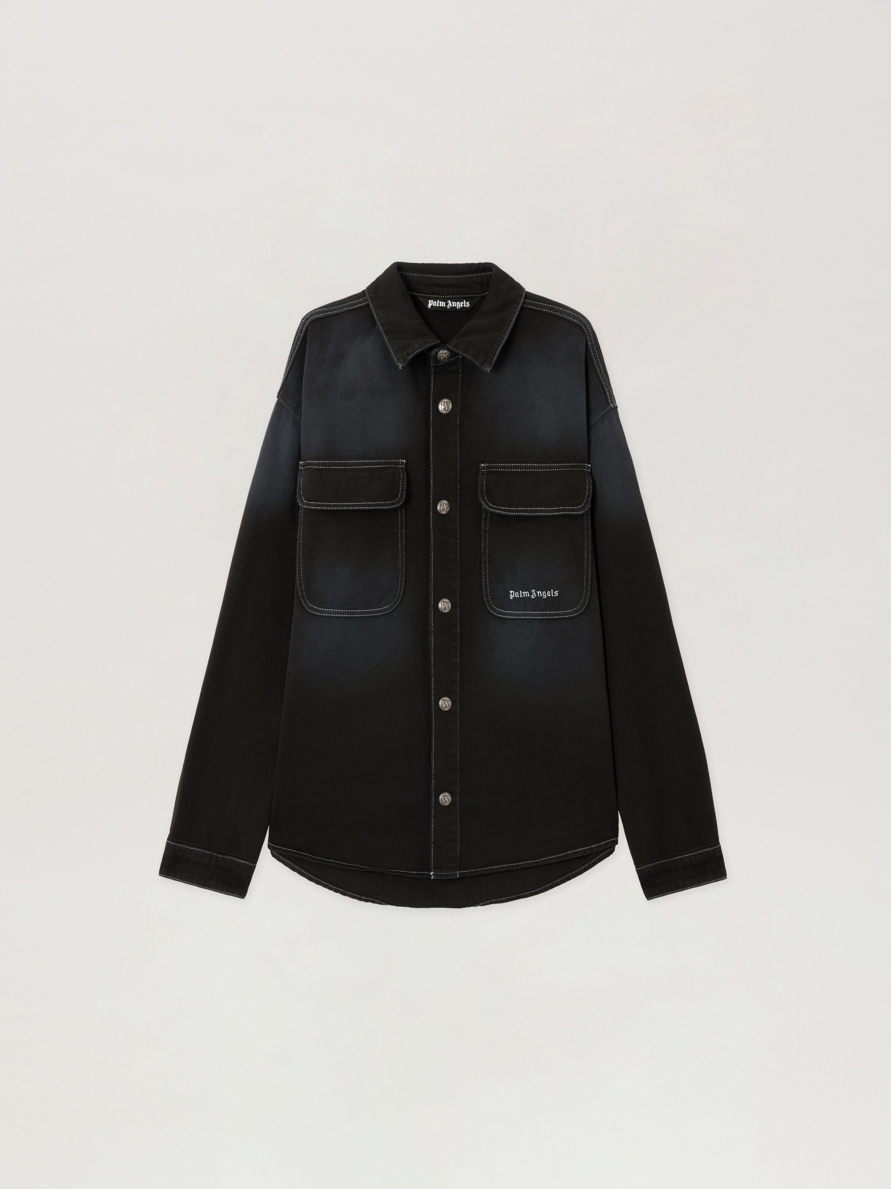 Classic Logo Loose Denim Shirt in BLACK OFF WHITE for Men | Palm