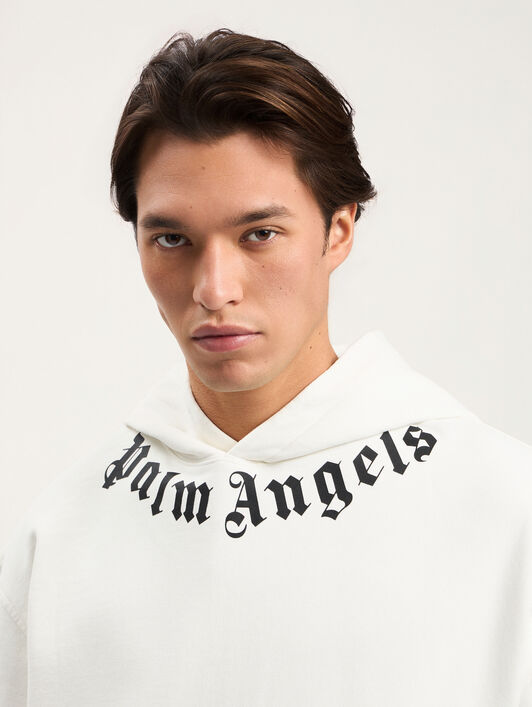 PALM ANGELS Neck Logo Hoodie OFF WHITE BLACK PMBB17DS26FLE007