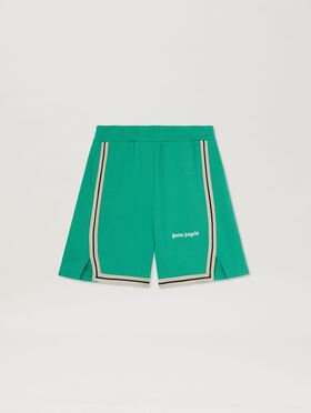 PALM ANGELS  Iconic Tape track shorts GREEN OFF WHITE PBCI007S25FLE001