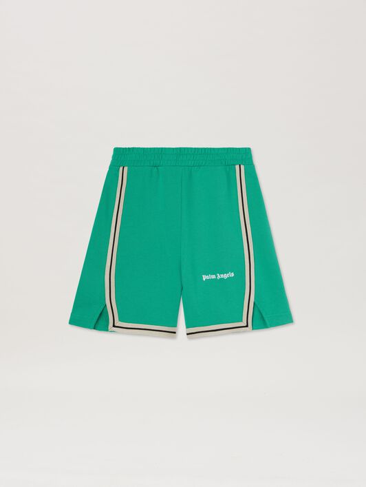 PALM ANGELS  Iconic Tape track shorts GREEN OFF WHITE PBCI007S25FLE001