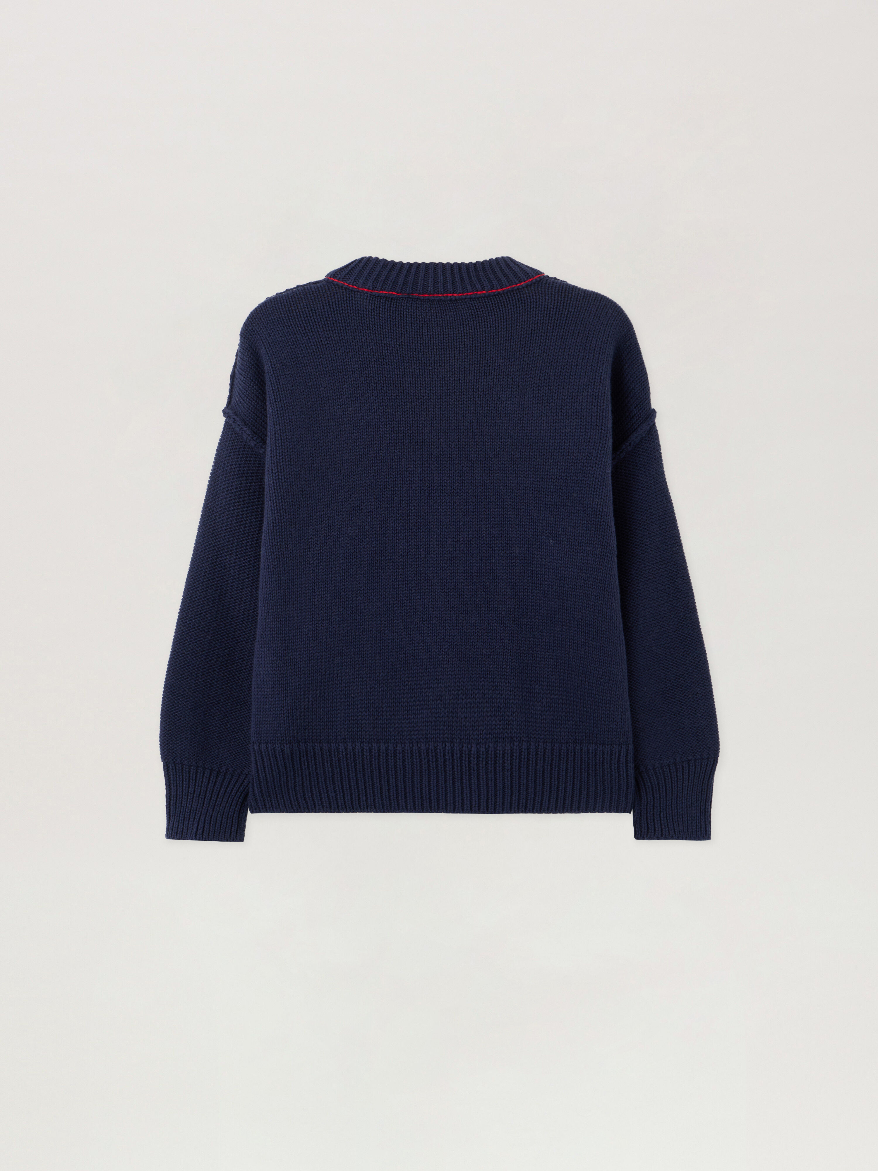 PALM ANGELS Palms Flag Knit Crewneck NAVY BLUE - RED PBHE002F25KNI003