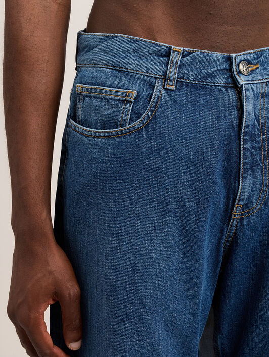 PALM ANGELS Curved Logo Loose Jeans MEDIUM BLUE MEDIUM BLUE PMYA049S26DEN00A