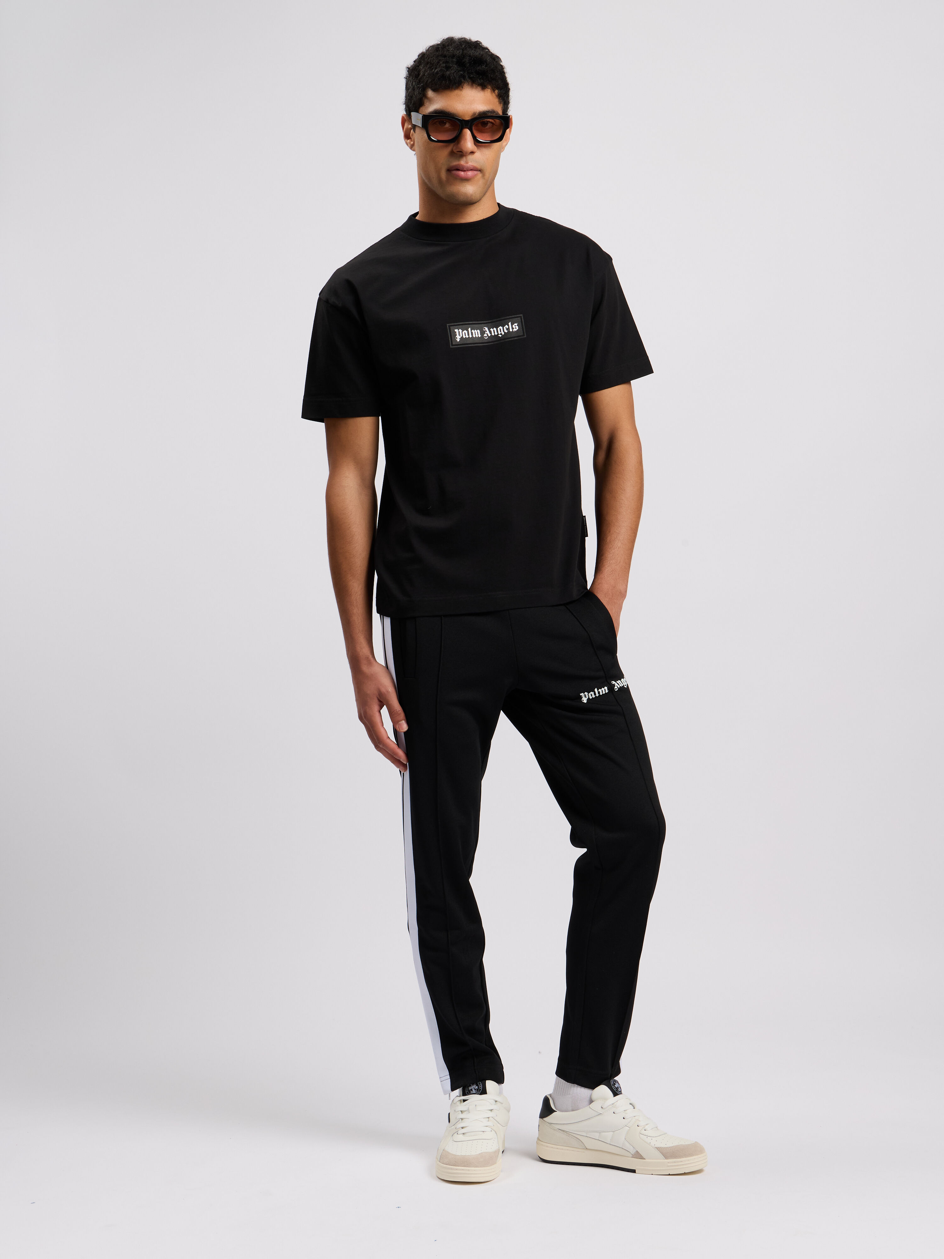 PALM ANGELS Box Logo T-Shirt BLACK - WHITE PMAA001C99JER032
