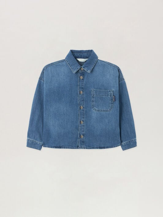 PALM ANGELS Overlogo Chambray Overshirt CELESTE/LIGHT BLUE PBYD006S26DEN001