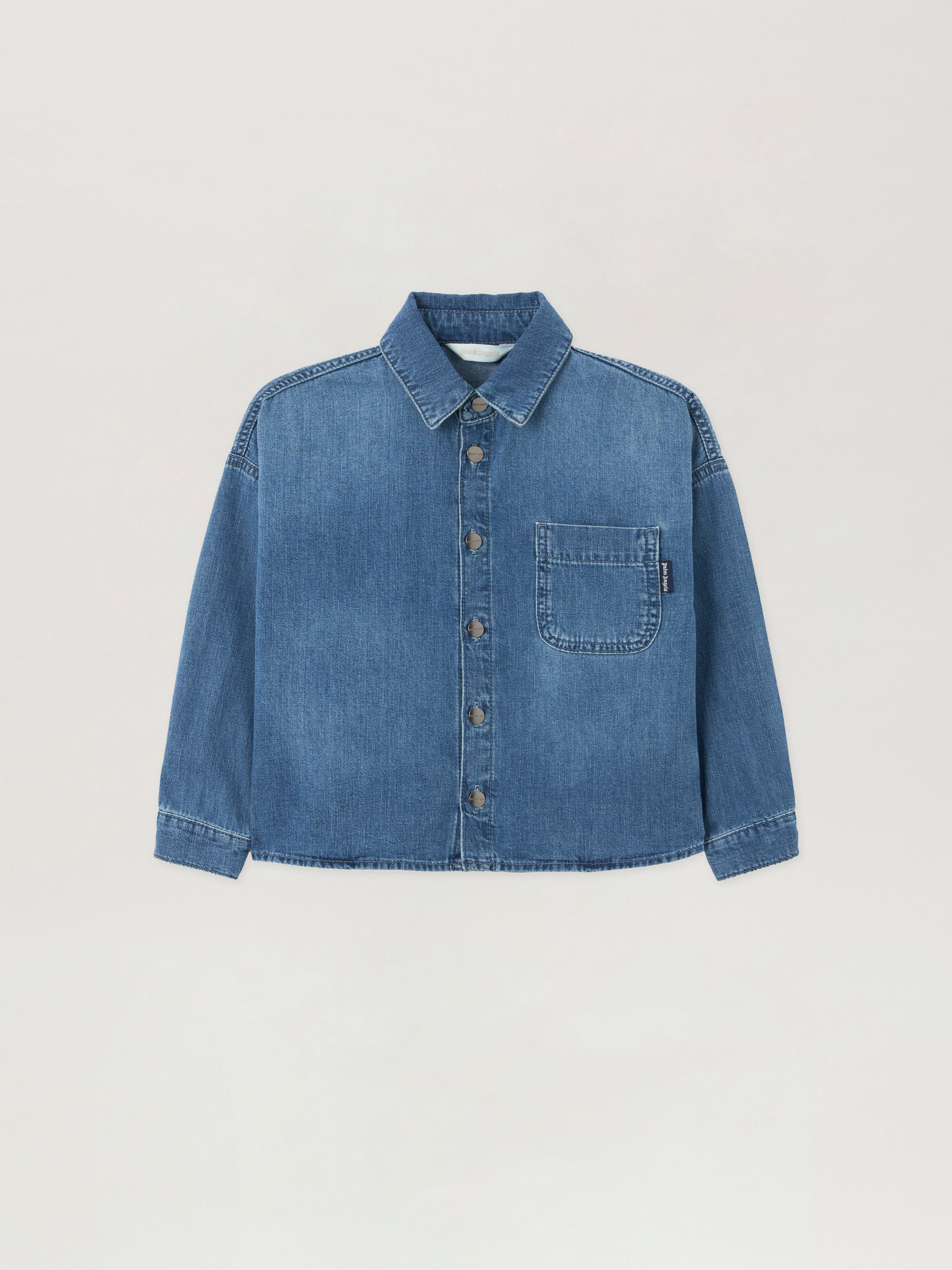 PALM ANGELS Overlogo Chambray Overshirt CELESTE/LIGHT BLUE PBYD006S26DEN001