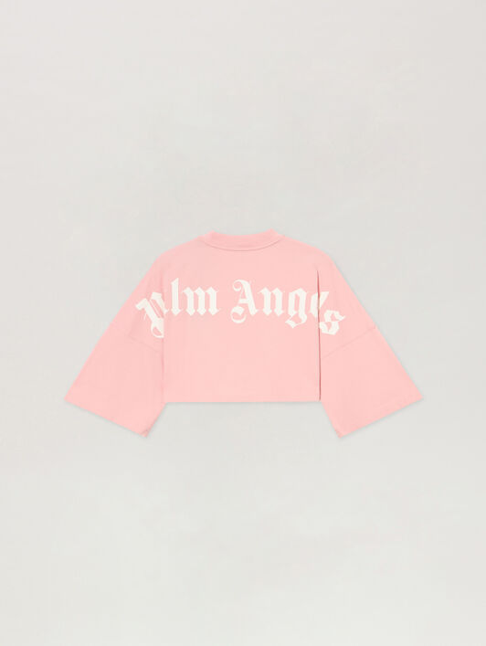 PALM ANGELS Classic Logo Mini T-Shirt PINK OFF WHITE PWAA054S26JER002