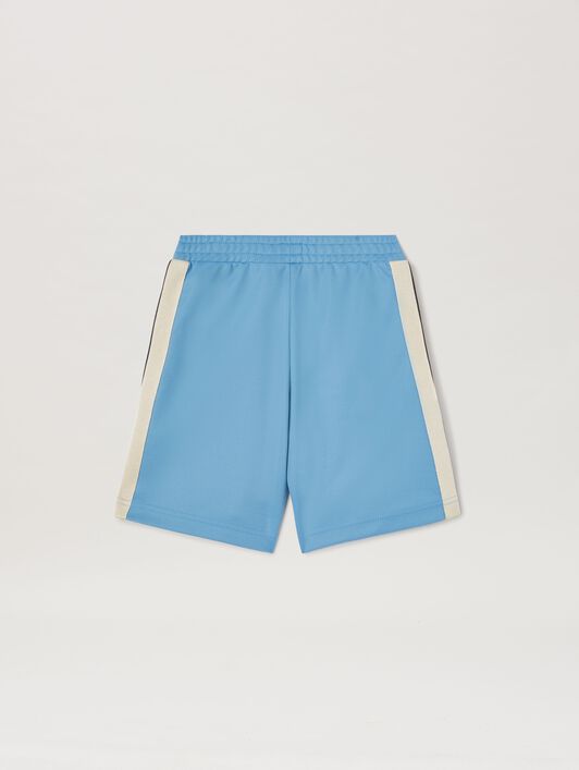 PALM ANGELS  Track shorts DUSTY BLUE OFF WHITE PBCL001C99FAB003