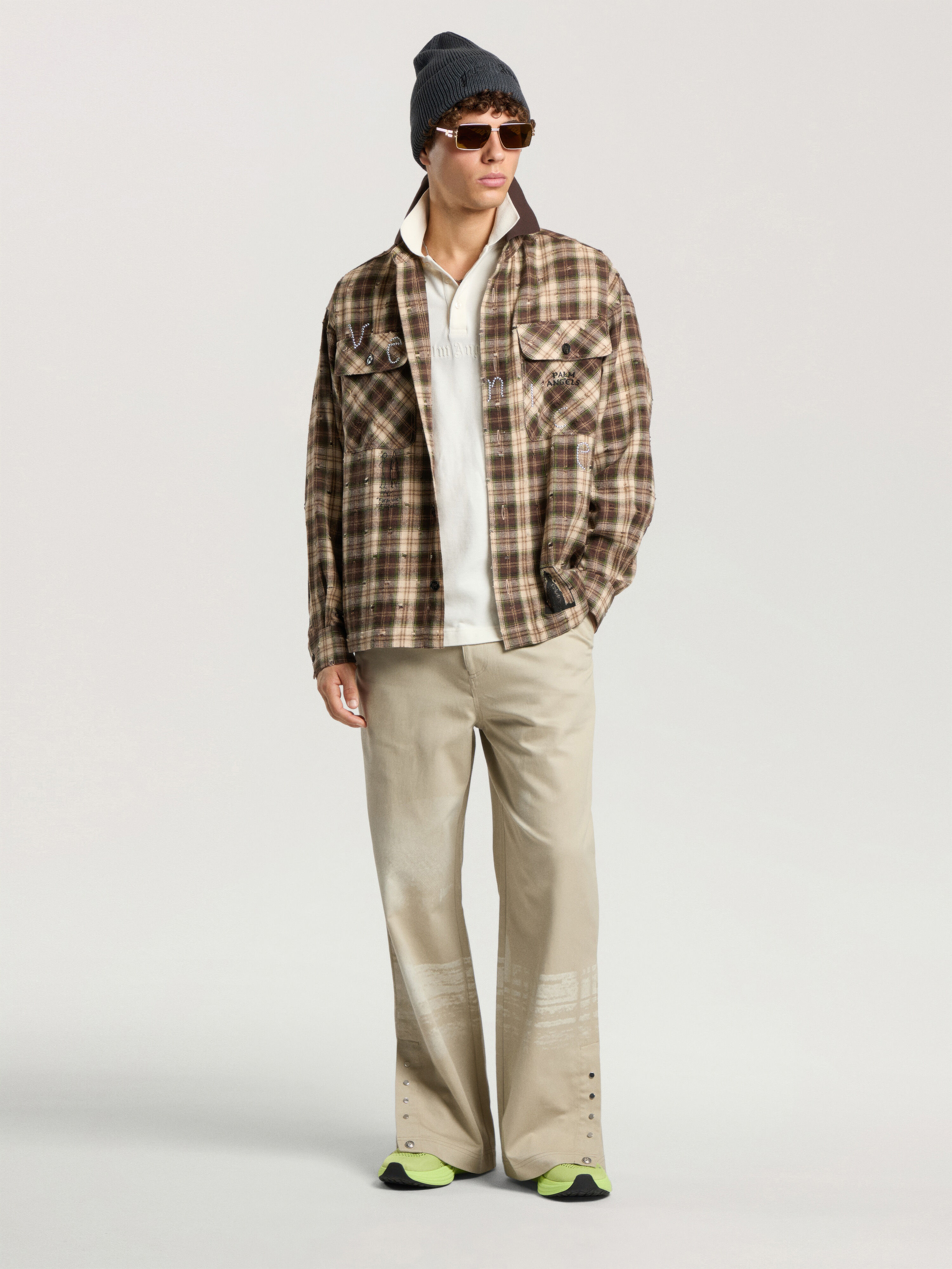 PALM ANGELS Surfer Dream Check Loose Shirt MULTICOLOR - BLACK PAMGE05F26FB02
