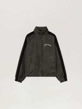 PALM ANGELS Curved Logo Vintage Windbreaker BLACK - OFF WHITE PAMEB01F26FB02