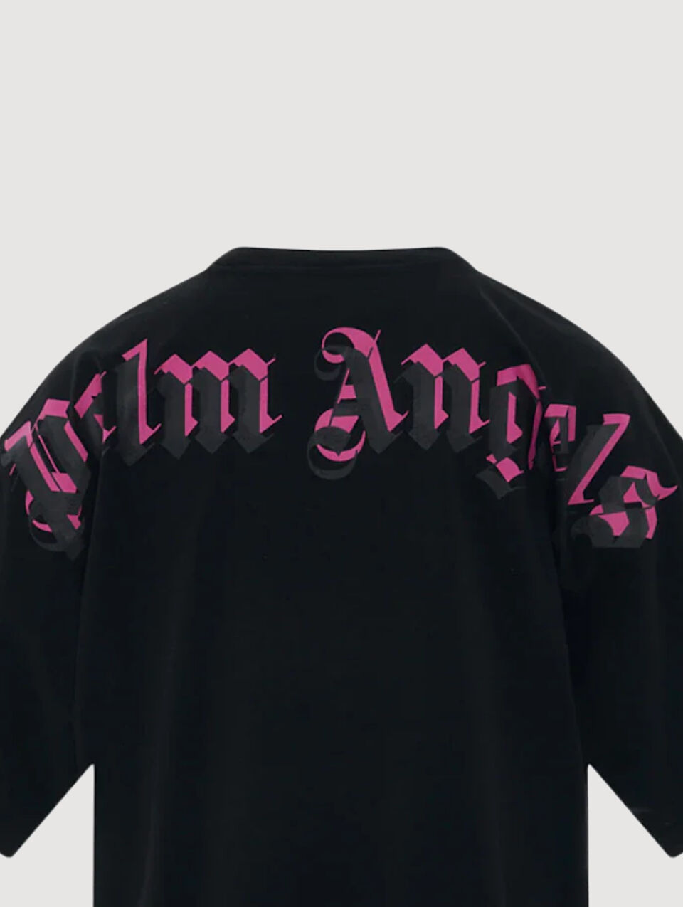 PALM ANGELS Doubled Logo Over Tee BLACK - FUCHSIA PMAA002C99JER009