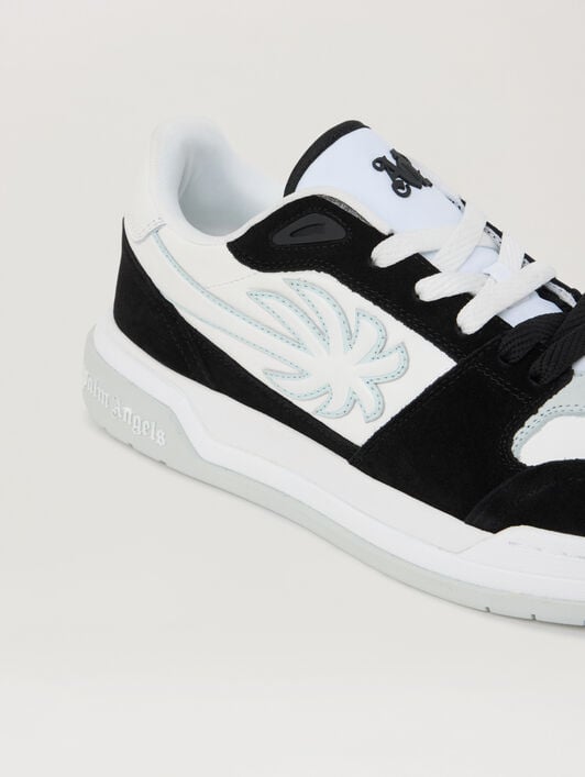 PALM ANGELS Palm Basketball Lea Sneakers BLACK LIGHT GREY PMIA10WS26LEA001