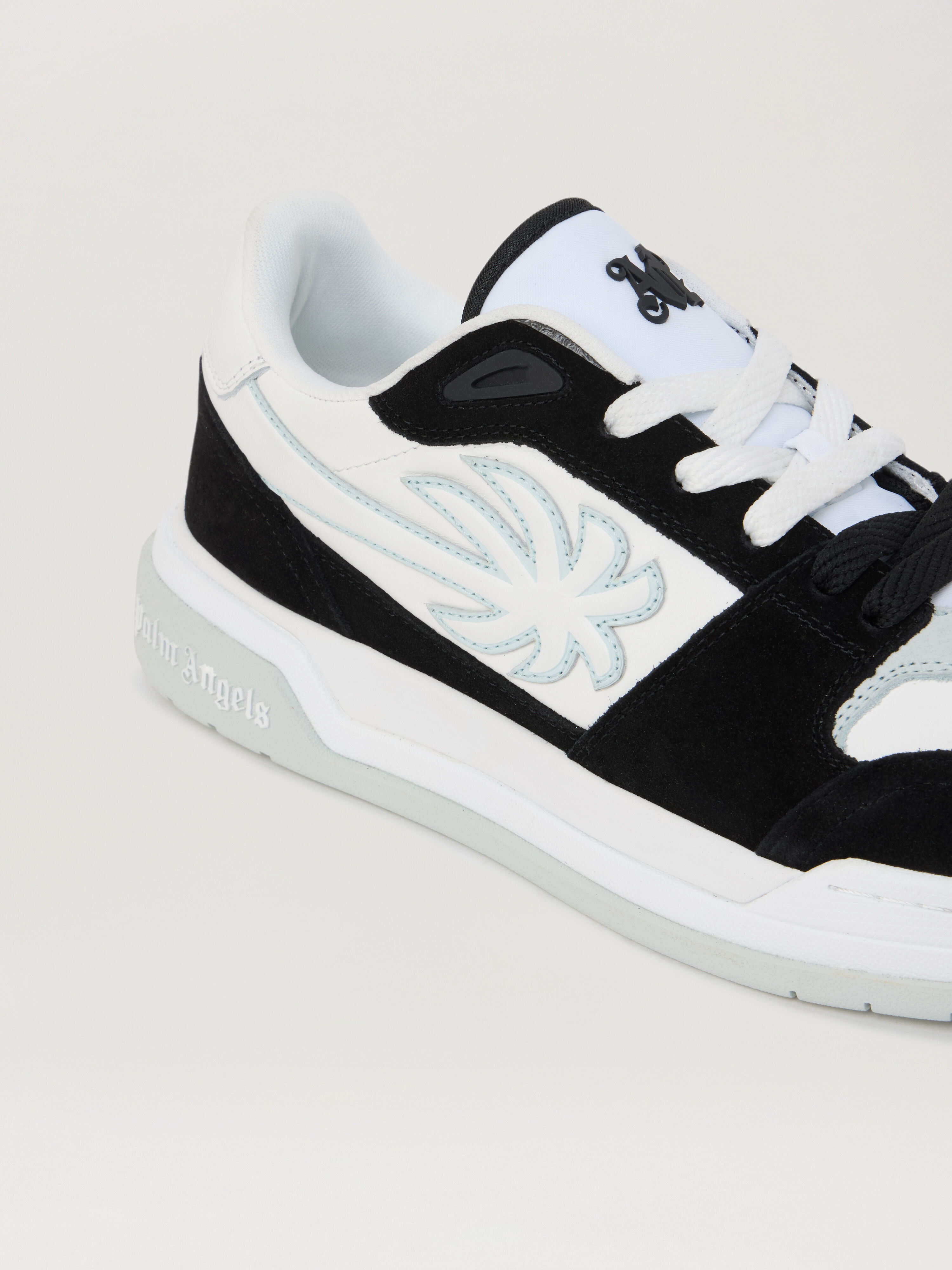 PALM ANGELS Palm Basketball Lea Sneakers BLACK LIGHT GREY PMIA10WS26LEA001