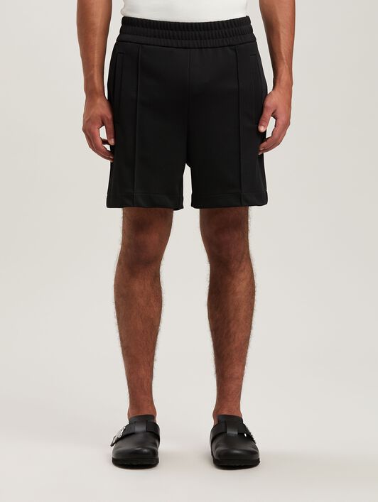 PALM ANGELS  Shorts mit geschwungenem Logo BLACK - OFF WHITE PMCL008S25FAB001