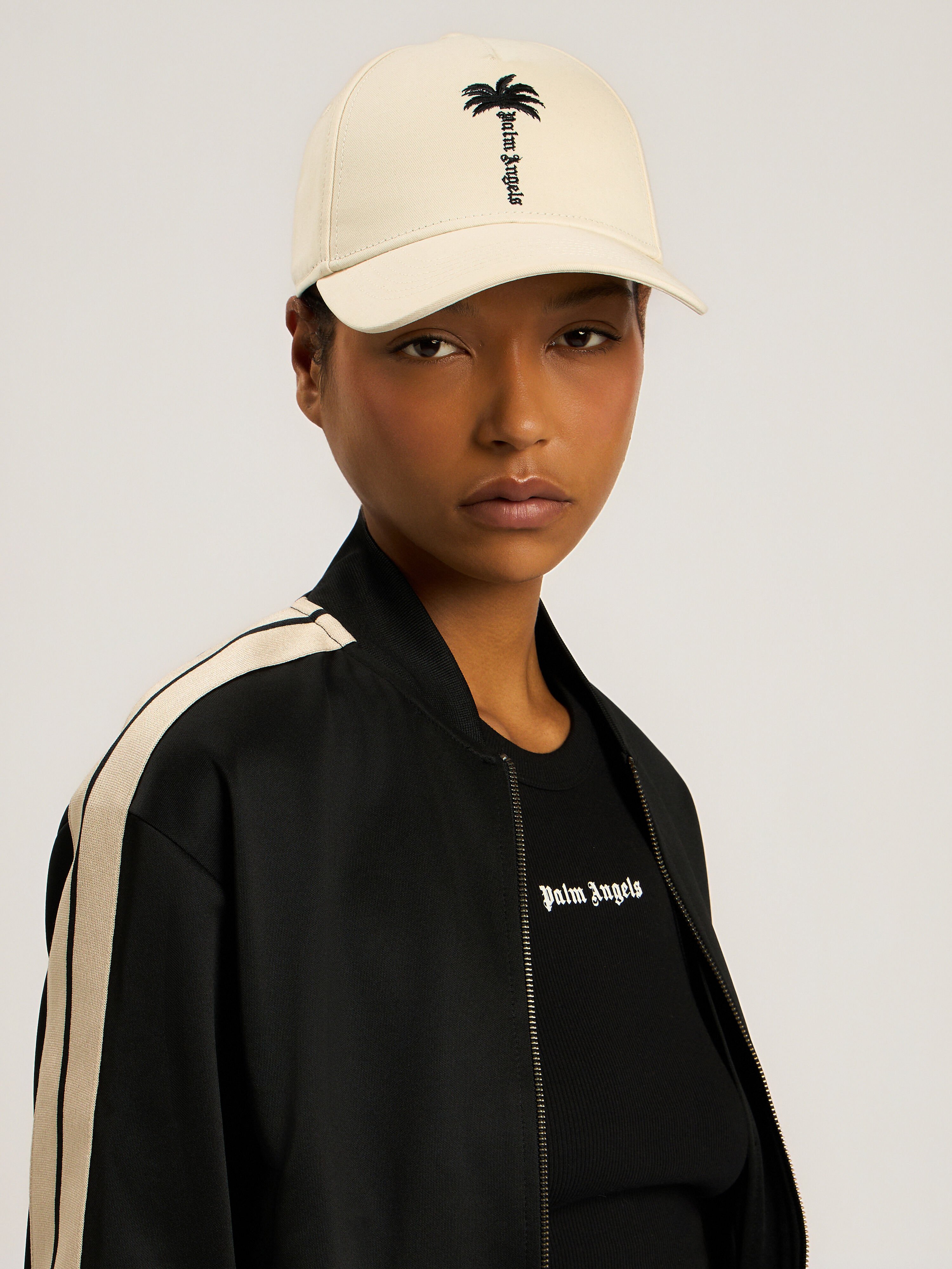 PALM ANGELS Palm Tree Cap OFF WHITE - BLACK PAWLB01W26FB10