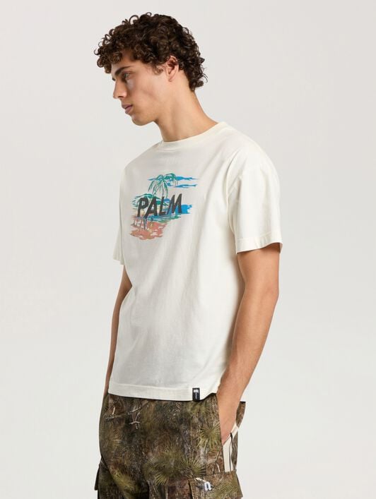 Palm Island Regular T-Shirt PALM ANGELS Palm Island Regular T-Shirt OFF WHITE - MULTICOLOR PAMAA01F26JR04