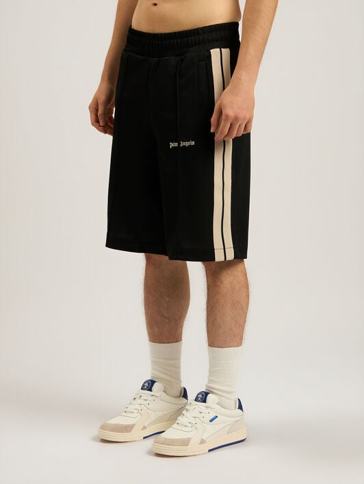 PALM ANGELS Classic Logo Track Shorts BLACK - OFF WHITE PAMCL01F26FB01