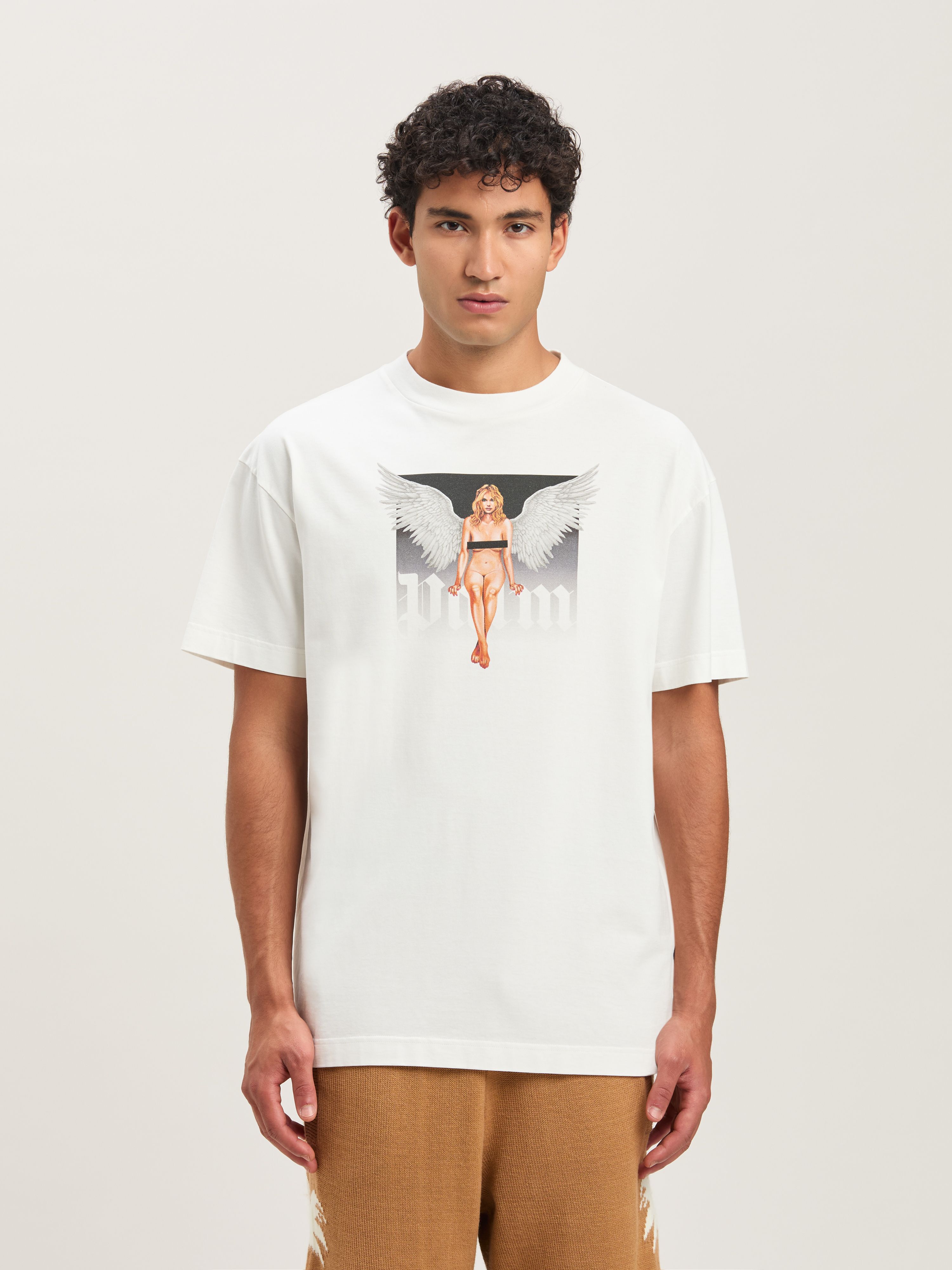 PALM ANGELS  Pin up T-shirt OFF WHITE - BLACK PMAA001S25JER00A