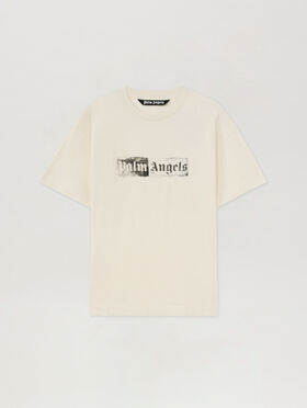 PALM ANGELS Stamp Logo Regular T-Shirt OFF WHITE - BLACK PAMAA01F26JR05