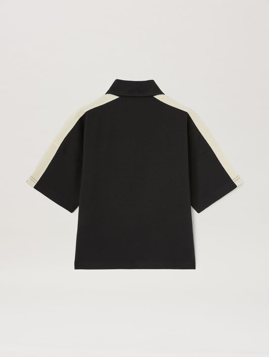 PALM ANGELS  Oversize Track polo shirt BLACK OFF WHITE PBBD013S25FLE001