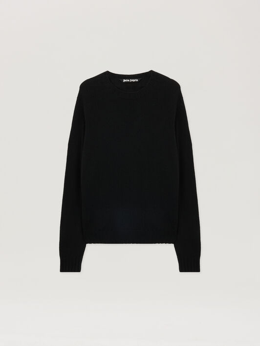 Curved Logo Sweater PALM ANGELS Curved Logo Sweater BLACK - RED PMHE027F25KNI002