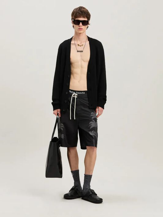 PALM ANGELS  PALMS SWIMSHORTS BLACK - BLACK PMFD017S25FAB003