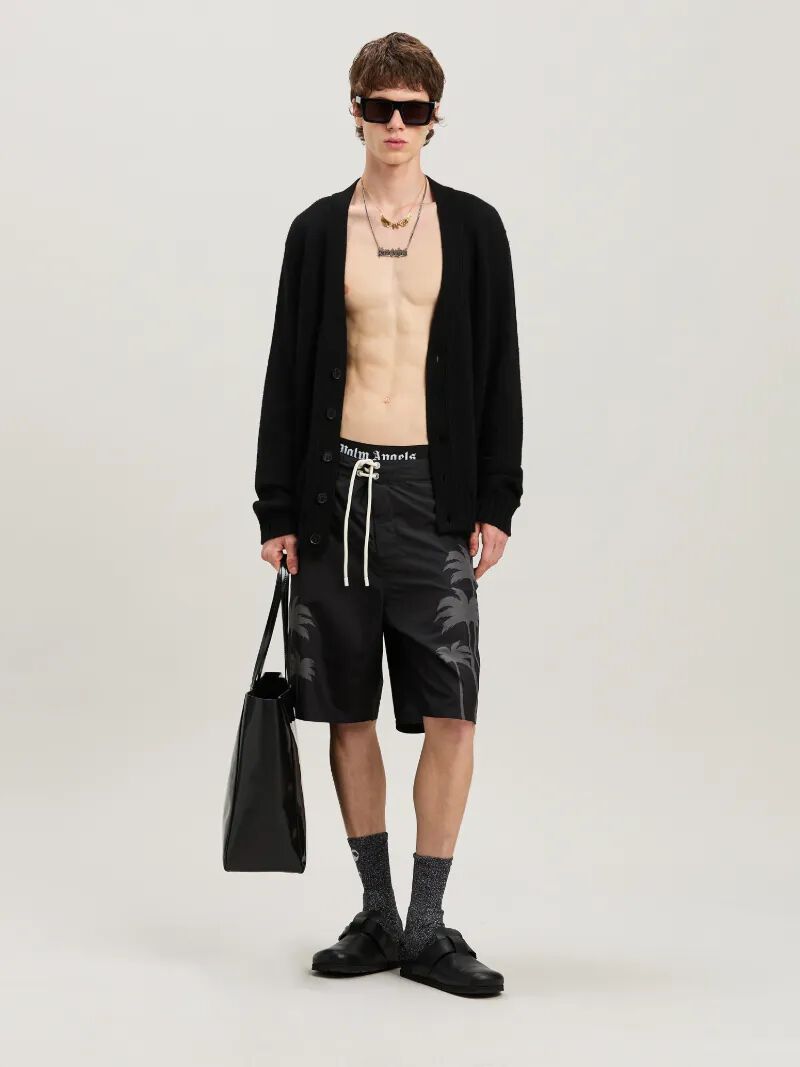 PALM ANGELS  PALMS SWIMSHORTS BLACK - BLACK PMFD017S25FAB003