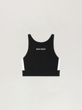 PALM ANGELS Training Track Top BLACK WHITE PWVO001C99FAB002