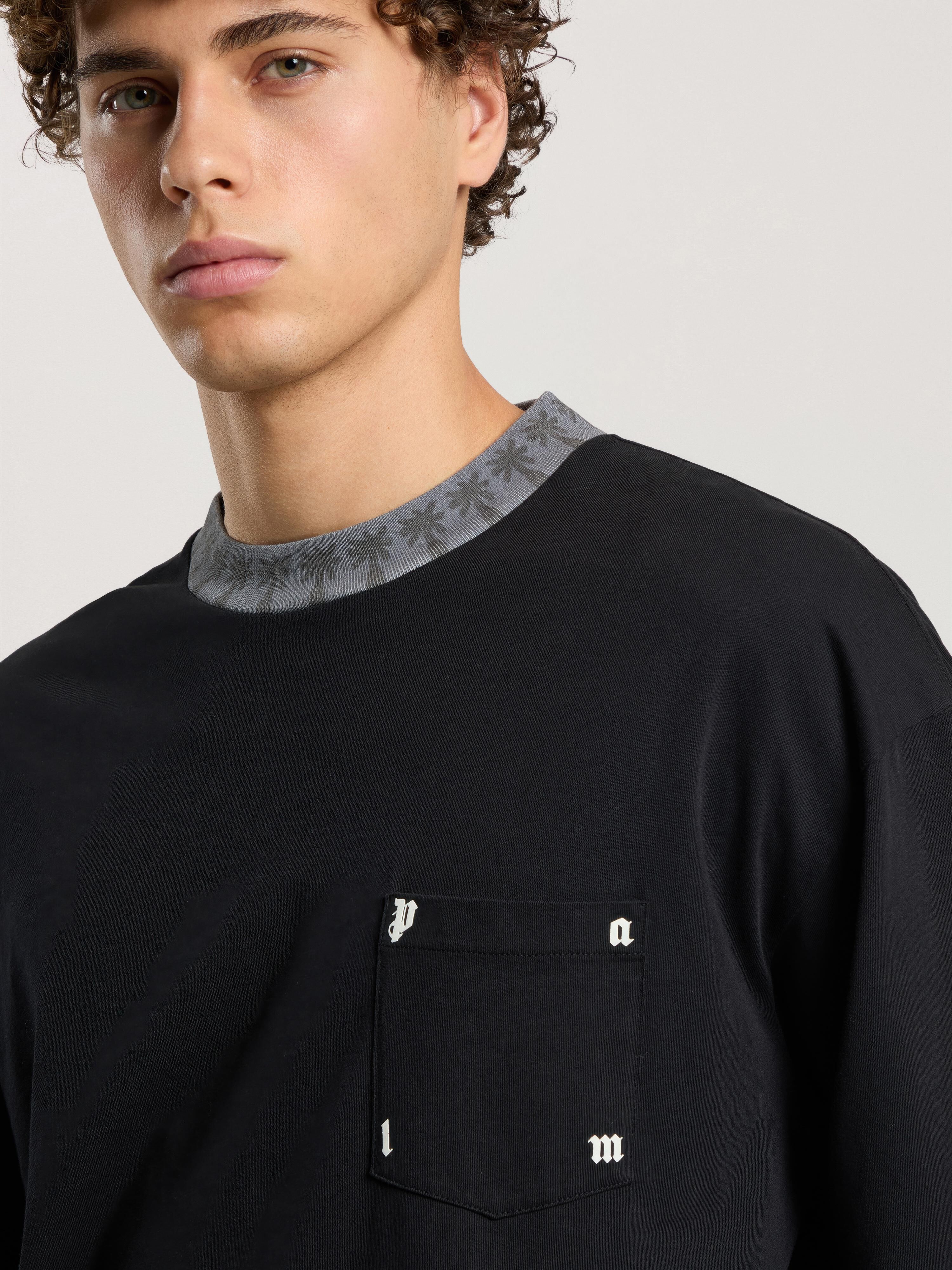 PALM ANGELS Palm Rib Long Sleeve T-Shirt BLACK - OFF WHITE PAMAB02F26JR01