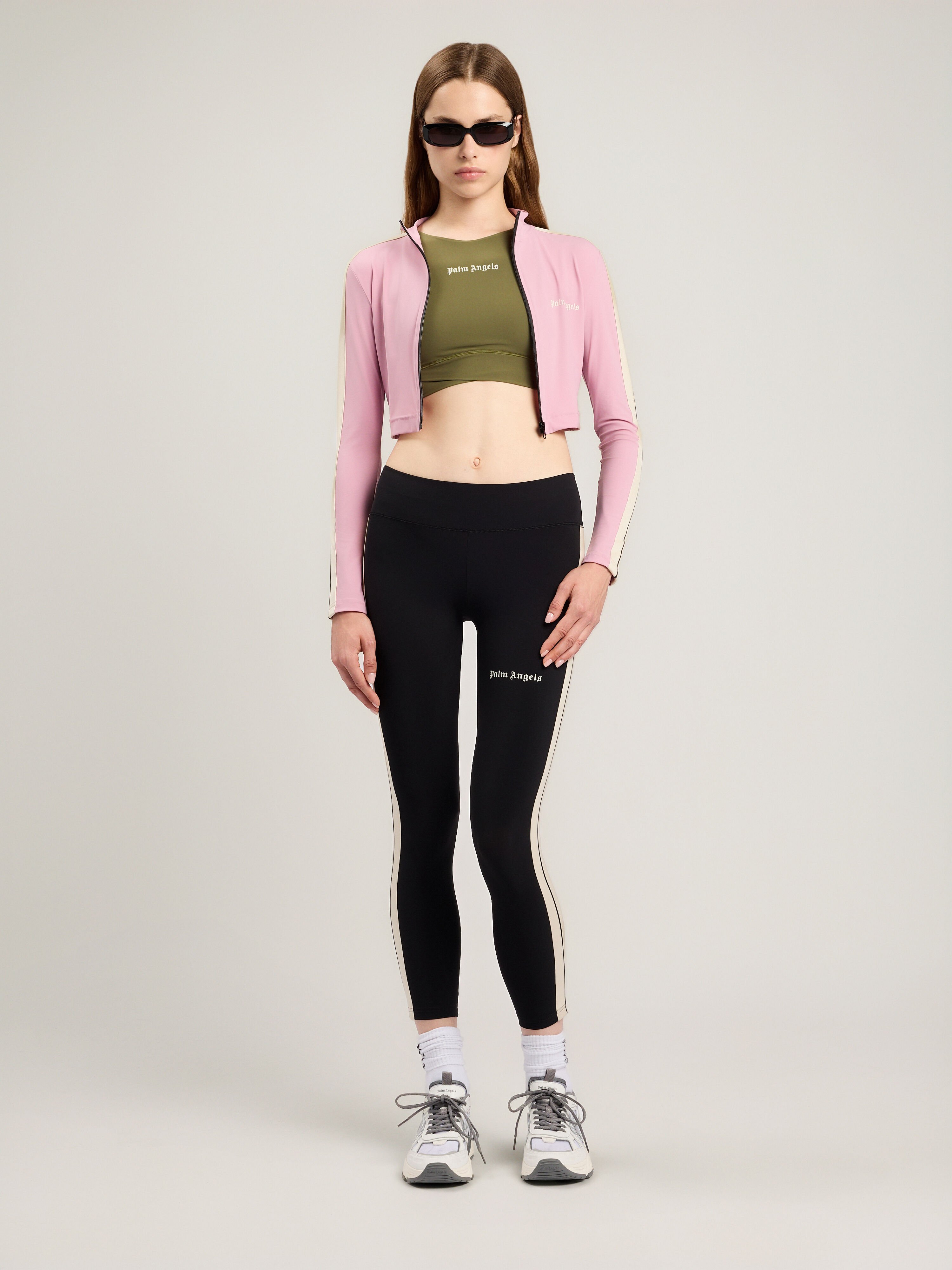 PALM ANGELS Classic Logo Track Leggings BLACK OFF WHITE PWVG001S26FAB001