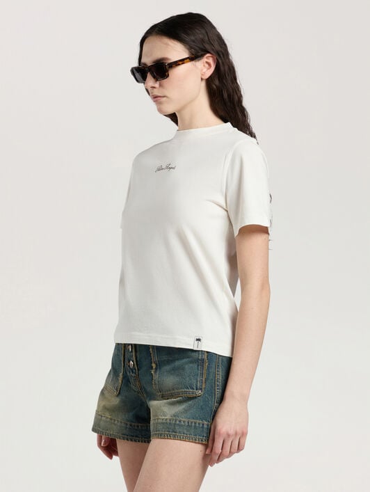 Paradise Regular T-Shirt PALM ANGELS Paradise Regular T-Shirt OFF WHITE - BROWN PAWAA06W26JR04