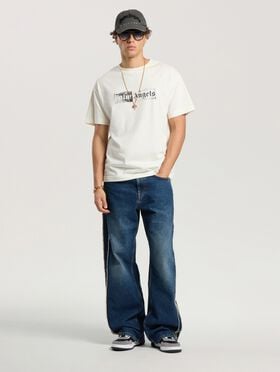 PALM ANGELS Stamp Logo Regular T-Shirt OFF WHITE - BLACK PAMAA01F26JR05