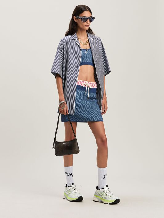 PALM ANGELS  Rib Mini Skirt INDIGO BLUE - LIGHT BLUE PWHL014S25KNI001