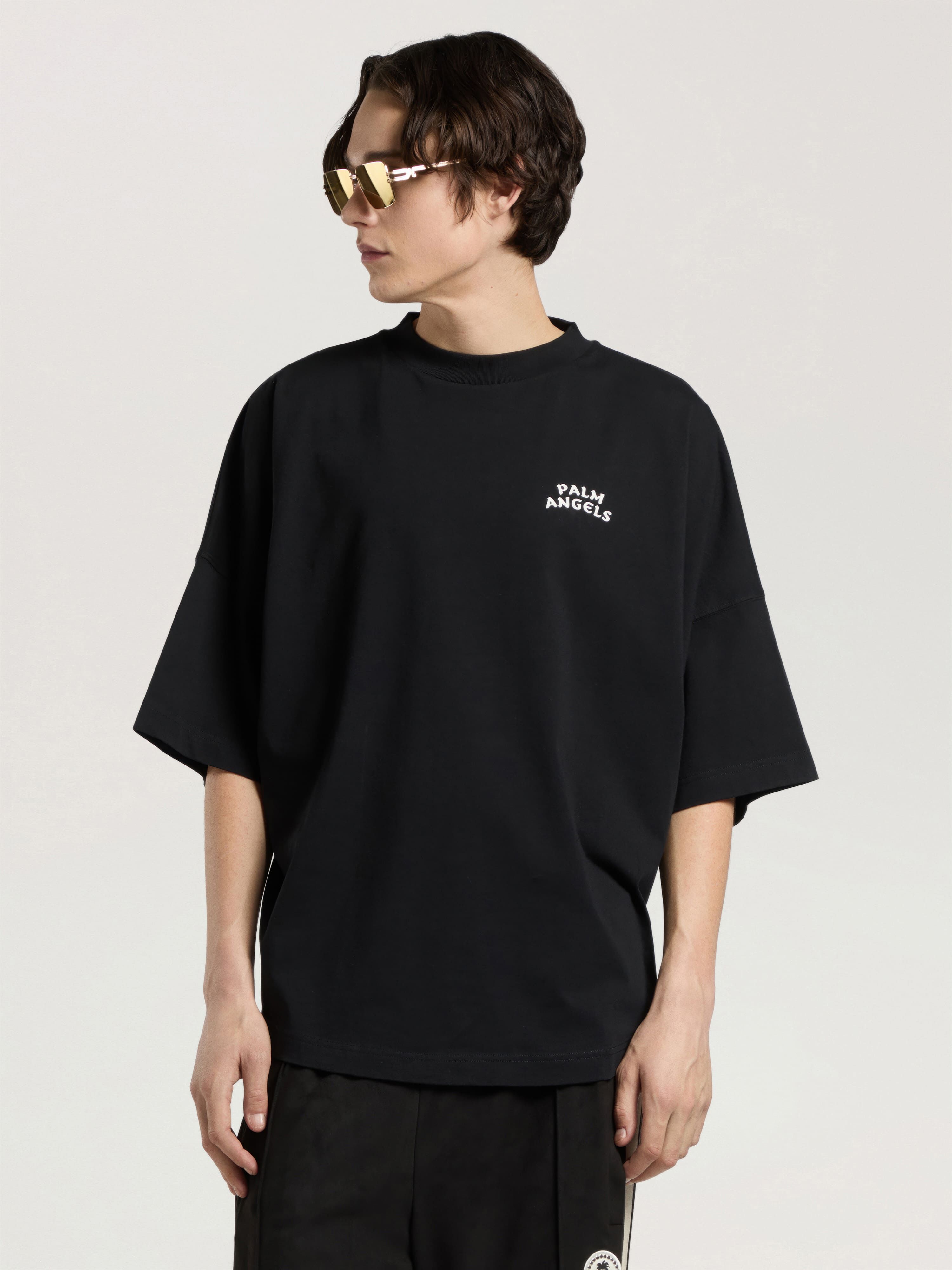 Palm Drift Back Over T-Shirt PALM ANGELS Palm Drift Back Over T-Shirt BLACK - OFF WHITE PAMAA05W26JR03