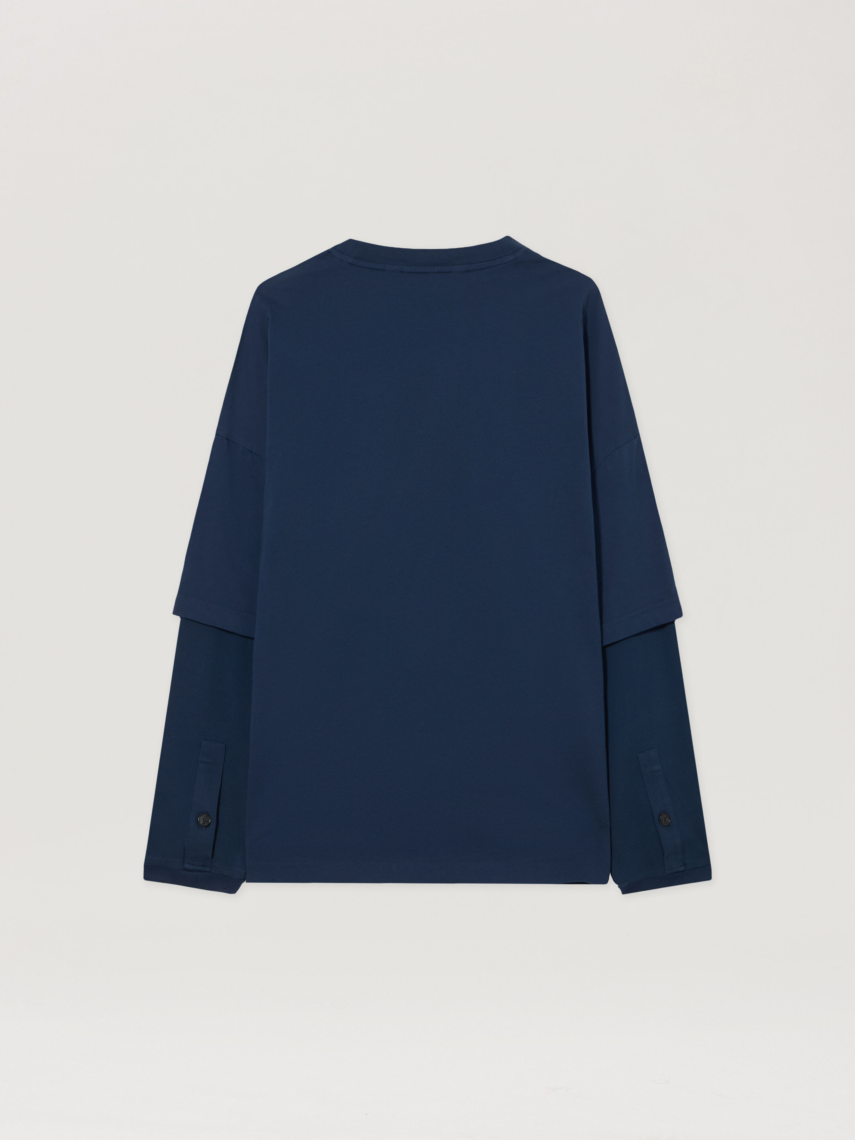 PALM ANGELS Curved Logo Double Long-Sleeved T-shirt NAVY BLUE NAVY BLUE PMAB05KS26JER001