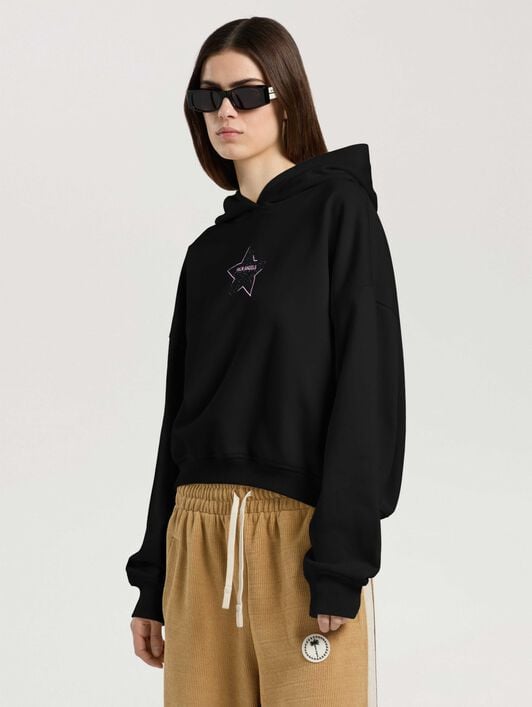 Icon Palm Loose Hoodie PALM ANGELS Icon Palm Loose Hoodie BLACK - PINK PAWBB05W26FL02