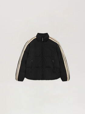 PALM ANGELS Classic Logo Track Puffer Jacket BLACK - OFF WHITE PAMEJ01F26FB01