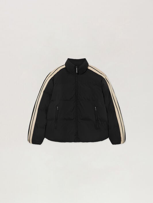 Classic Logo Track Puffer Jacket PALM ANGELS Classic Logo Track Puffer Jacket BLACK - OFF WHITE PAMEJ01F26FB01