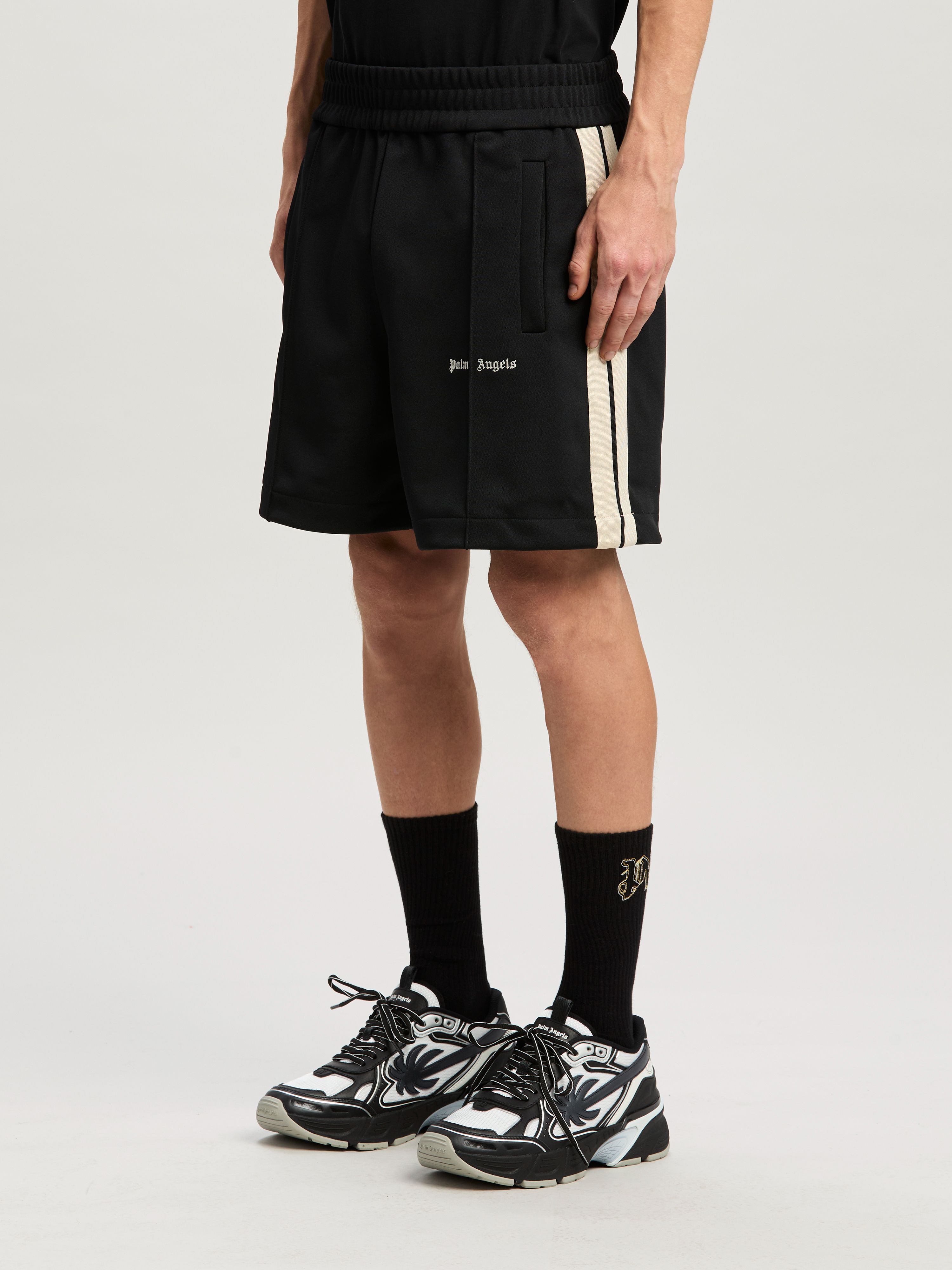PALM ANGELS Classic Logo Track Shorts Black Off Whit BLACK - OFF WHITE PMCL004C99FAB001